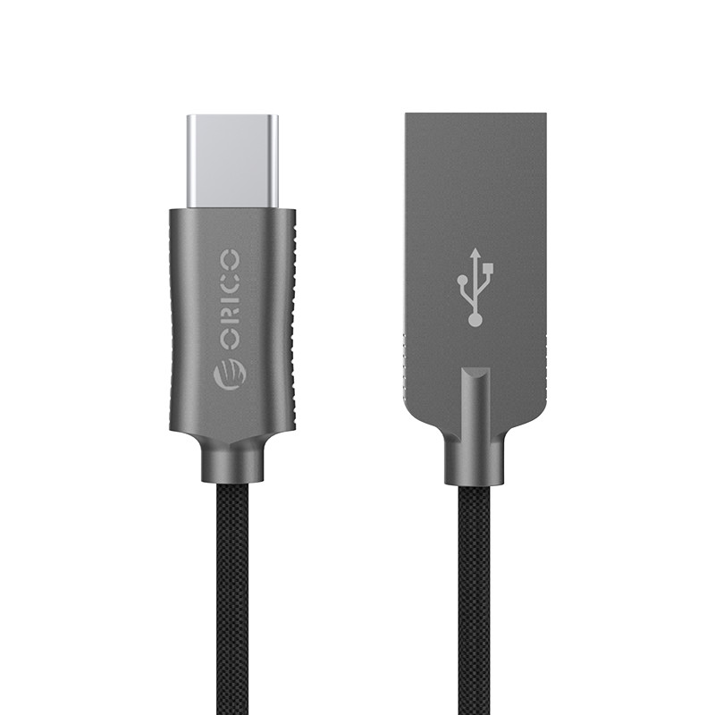 

Кабель USB-USB Type-C, ORICO, Оплетка металическая, 1м, графитовый (HCU-10-BK), Серый