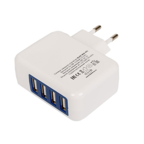 

Сетевое зарядное устройство BLAST BHA-431, 4USB, 2.1A, белый, BHA-431