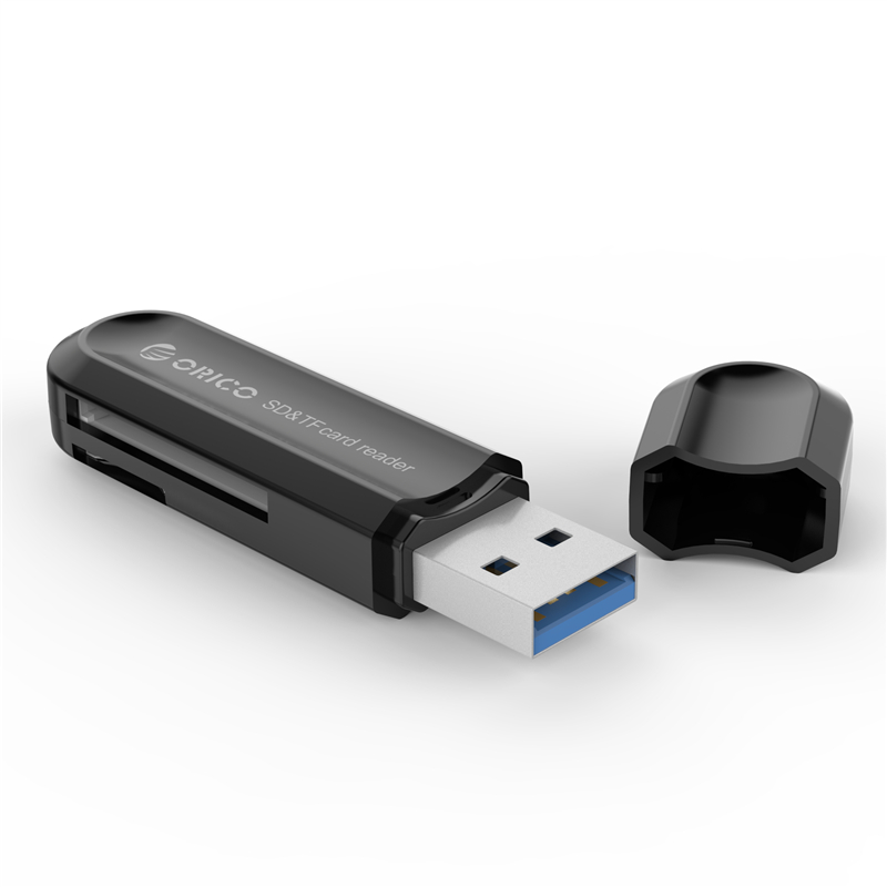 Картридер Orico внешний, SD/microSD, USB 3.0, черный (CRS21-BK)