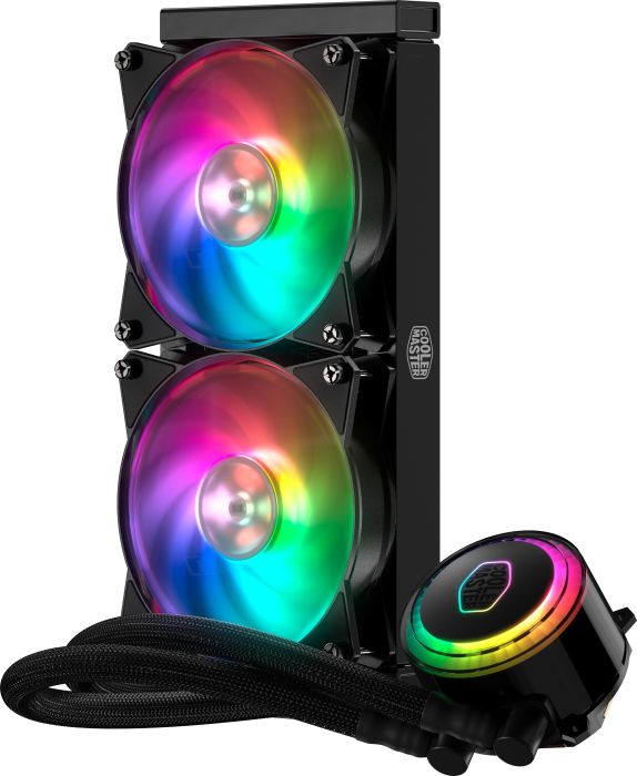 

Жидкостное охлаждение Cooler Master MasterLiquid ML240R RGB для Socket 115x/ 2066/ 2011/ 2011-3/ 1356/ 1366/ 775/ AM4/ AM3/ AM3+/ FM1/ AM2+/ FM2/F M2+, 2x120мм, RGB LED (MLX-D24M-A20PC-R1), MasterLiquid ML240R RGB