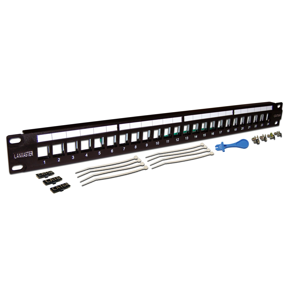 

Патч-панель в шкаф 19" 1U, порты: 24, экранированная, черный, LAN-PPL24OK-STP, LANMASTER, LAN-PPL24OK-STP