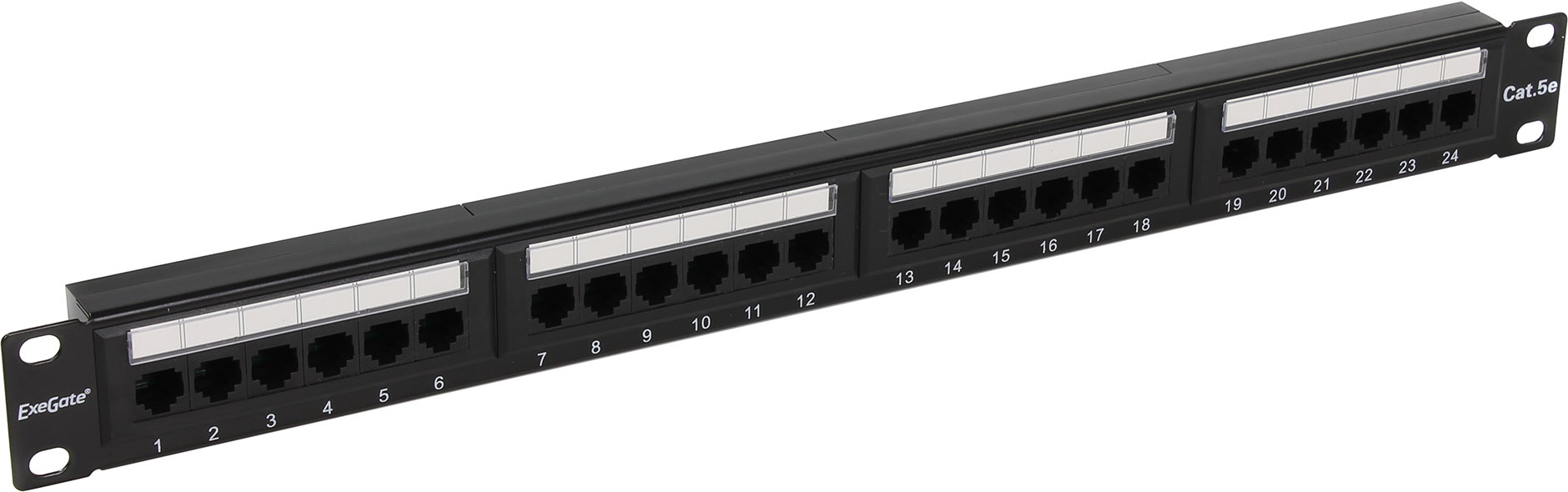 Патч-панель в шкаф 19" 1U, порты: 24xRJ-45 кат. 5e, Exegate EX256752RUS