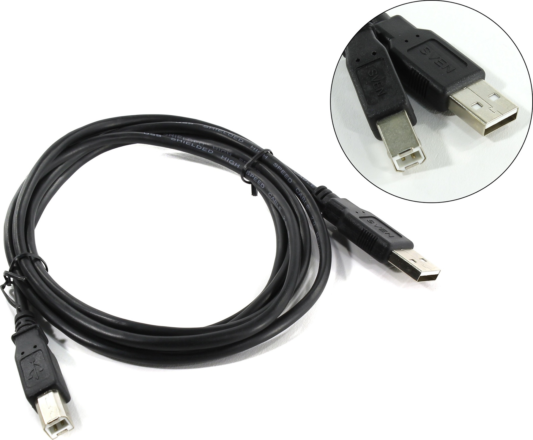 

Кабель USB(AM)-USB(BM) 2.0, Sven, 1.8m, черный (SV-015510)