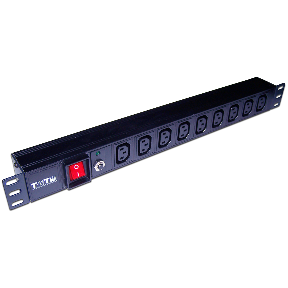 

Блок розеток (PDU) TWT TWT-PDU19-10A9C3, 1U, кол-во розеток:9 (9xC13), 10А, черный, TWT-PDU19-10A9C3