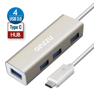 Концентратор Ginzzu GR-518UB, 4xUSB 3.0, серебристый